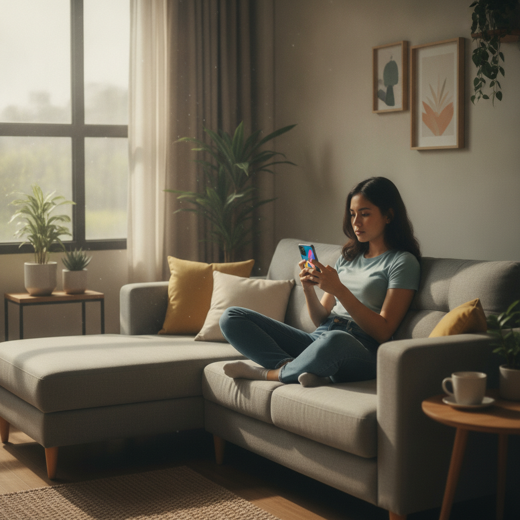 Filipino player using smartphone to access online casino at home